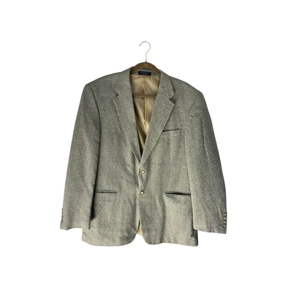 Meeting Street‎ Men's 100% Silk Tweed Blazer Jacket Gray Classic Fit